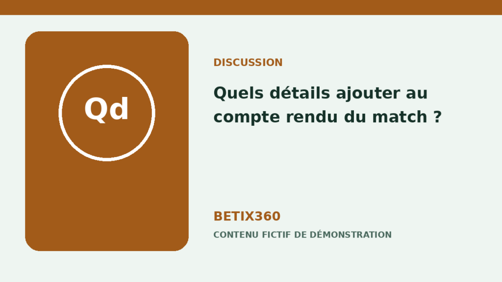 Quels détails ajouter au compte rendu du match ?